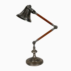 Adjustable Arm Table Lamp in Metal and Wood, 1920s
