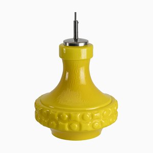 Lámpara colgante era espacial en amarillo de Peill & Putzler, años 70