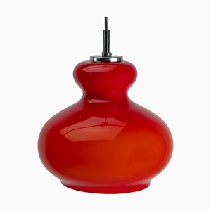 Lámpara colgante Onion en rojo de Peill & Putzler, años 70