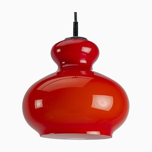 Onion Pendant Lamp in Red from Peill & Putzler, 1970s