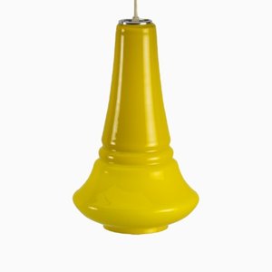 Cone Pendant Lamp in Yellow from Peill & Putzler, 1970s