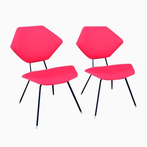 Set of Mid-Century Modern Low Side Chair Set, Italy, 1950s