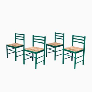 Italian Green Dining Chairs, 1970s, Set of 4