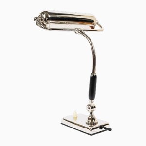 Small Art Deco Nickel-Plated Swiveling Table Lamp, Vienna, 1920s