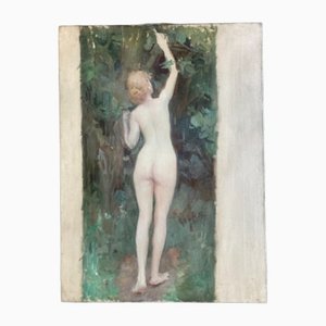 Artista escolar francés, desnudo, óleo sobre lienzo, 1900