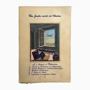 Affiche d'Études d'Aviation Vintage à la Gouache, 1920s