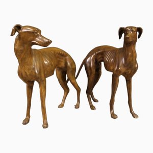 Greyhounds in Patinated Metal, 1950, Set of 2