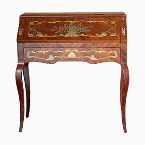 Finely Inlaid Flap Desk in Rococo Style, 1980s