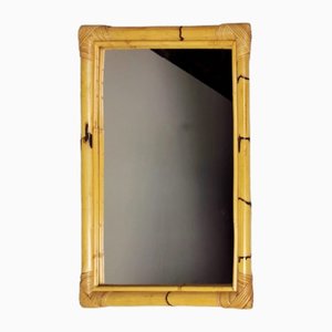 Rechteckiger Vintage Spiegel aus Bambus, 1970er