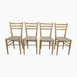 Vintage Italian Spinetto Style Beech Chairs, 1970s, Set of 4