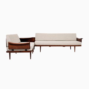 Mid-Century Living Room Set in Rosewood attributed to Edvard & Tove Kindt-Larsen for Gustav Bahus, 1960s, Set of 3
