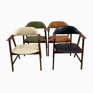 Danish Harlequin Elbow Chairs, Set of 4