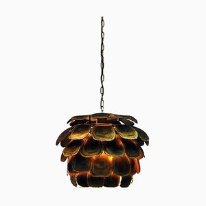Danish Brutalist Brass Artichoke Ceiling Lamp by Svend Aage Holm-Sørensen, 1960s