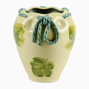 Italienische Farbige Keramik Vase mit Kordel Dekoration von Rometti