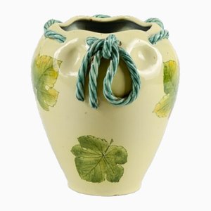 Vase en Céramique Colorée avec Décoration en Corde de Rometti
