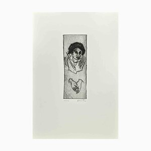 Enotrio Pugliese, Woman in Prayer, Etching, 1963