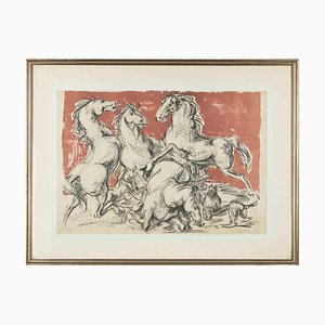 Marino Mazzacurati, Pferde, Lithographie, 1950er