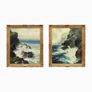 Reginald Smith, English Seascapes, Oil Paintings on Canvas, Late 19th or Early 20th Century, Set of 2