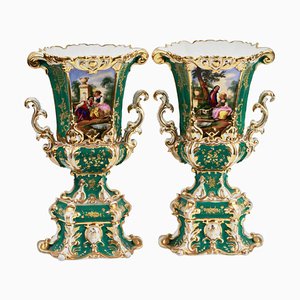 Rocaille Vases with Gallant Scenes, Set of 2