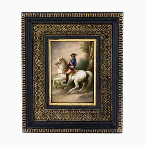 Portrait of an Equestrian Monarch. 19th Century, Painting on Porcelain