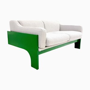 Grün lackiertes Mid-Century Zwei-Sitzer Sofa aus Holz von Saporiti, Italien, 1960er