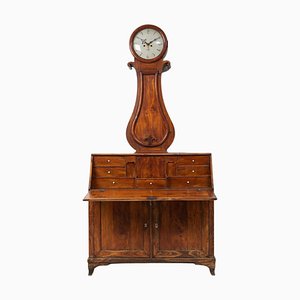 Antique Swedish Veneered Elm Clock Cabinet