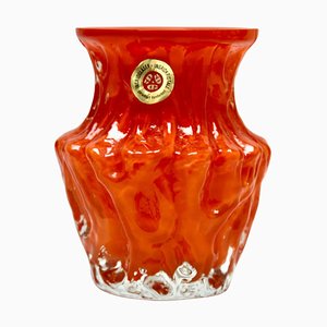 Deutsche Bark Vase in Orange, 1970er