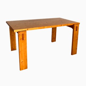 Rectangular Pine Dining Table in the style of Charlotte Perriand