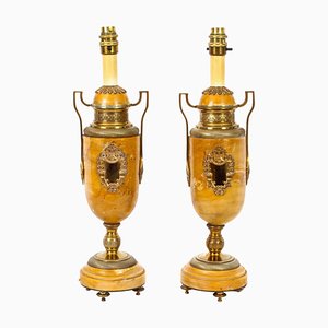 Französische Ormolu Montierte Siena Marmor Tischlampen, 19. Jh., 2er Set