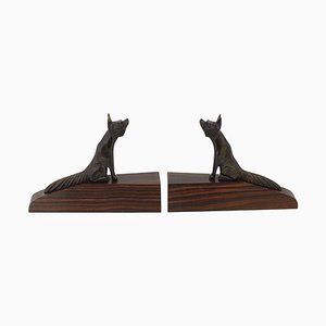 Sujetalibros Cubisant Foxes de bronce de Henri Payen, 1930. Juego de 2