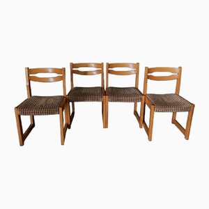 French Brown Chairs, 1970s, Set of 4