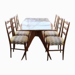 Tavolo con sedie, Italia, anni '60, set di 7