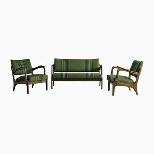 Stright Two-Seater Sofa with Armchairs, Set of 3
