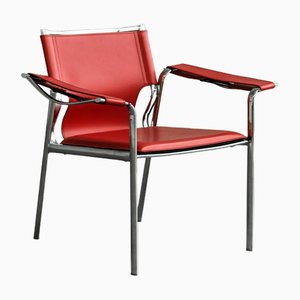 Fauteuil Vintage en Cuir Rouge