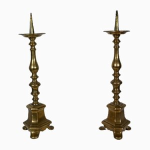 Luces de bengala de bronce dorado, década de 1800. Juego de 2
