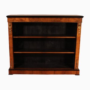 Open Bookcase in Blond Walnut and Inlays, 19th Century