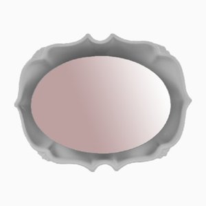 White Backlight Ceramic Mirror from Pan-Keramik, Germany, 1960s