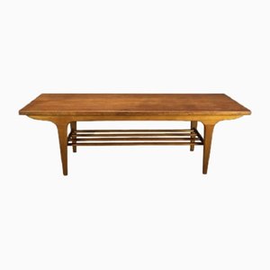 Mid-Century Baguettes Two-Tier Slatted Coffee Table in Teak, 1960s