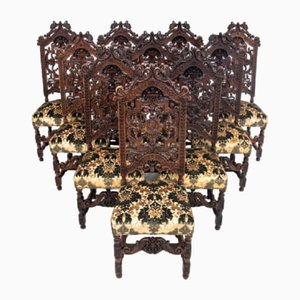 Richly Carved Chairs, France, 1870s, Set of 10