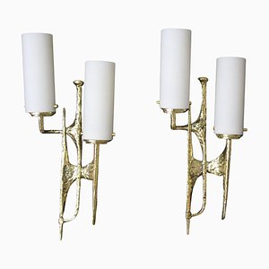 Mid-Century Modern Bronze Wall Sconces by Felix Agostini, 1990s, Set of 2
