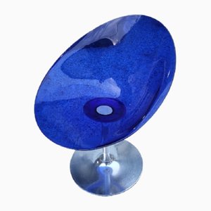 Sedia girevole Eros in vetro acrilico blu elettrico di Philippe Starck per Kartell