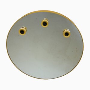 Large Round Illuminated Mirror in Yellow ABS from Gedy, Italy, 1970s
