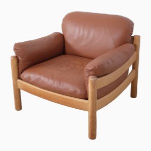 Brazilian Style Oak & Leather Armchair, 1970s