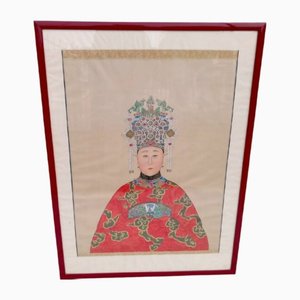 Chinesische Würdenträger, 1890er, Tempera auf Seide, 2er Set