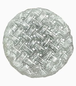 Portuguese Minimalist Round Clear Textured Glass Flush Mount or Wall Light, 1990s