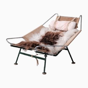Mid-Century Early Flag Halyard Lounge Chair by Hans J. Wegner for Getama, 1950s