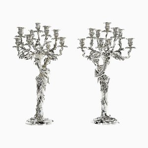 Art Nouveau Satyr and Nymph Candleholders, Set of 2