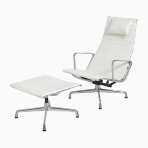 Aluminium Sessel mit Fußhocker von Ray & Charles Eames für Vitra, 1990er, 2er Set