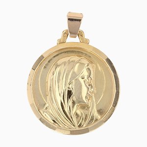 Pendentif Médaille Halo en Or Jaune 18 Carats
