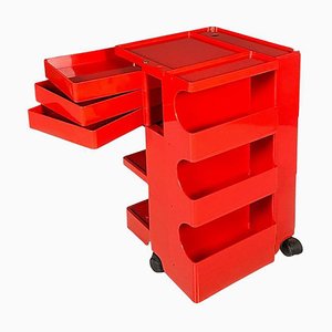 Modern Italian Red Plastic Storage Trolley by Boby Joe Colombo for Bieffeplast, 1968